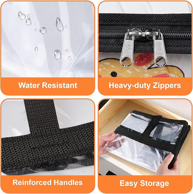Clear Clothes Storage Bags, 8 Pack Closet Organizers and Under Bed Storage Containers, Foldable Moving Bags with Zippers for Comforter, Blanket, Bedding, Duvet, PVC Packing Bags 90L