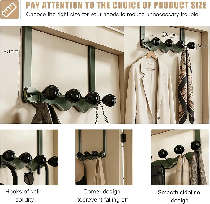 Over Door Coat Rack, Coat Hooks for Door Coat Hanger, Towel Hanger for Bathroom, Door Hanger Hooks, Hooks for Hanging Hat Key Towel Purse Robes Mudroom Entryway