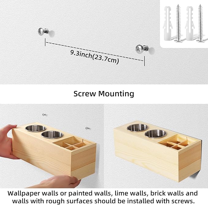 Hair Dryer Countertop Holder, Hair Tool Organizer Wall Mount, Blow Dryer Holder Organizer, Bathroom Countertop Blow Dryer Holder and Curling Iron Holder (Cedar Wood, Log color)