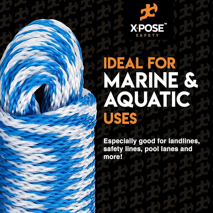 Polypropylene Rope - Braided Utility Line - 1/4" x 100 Ft - All Purpose Indoor & Outdoor Poly Rope Cord - Twisted Clothesline, Sash Cord, Anchor Line, Camping, Marine, Pool, Nautical 2 Pack