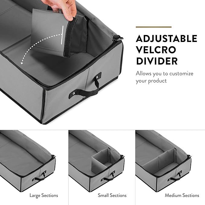 ZOBER Gift Wrapping Paper Organizer Storage - 40" Gift Wrap Storage Containers with Interior Pockets for Bows, Tags & Ribbons - Wrapping Paper Holder, 600D Oxford, Fits 24 Standard Rolls, Gray/Black