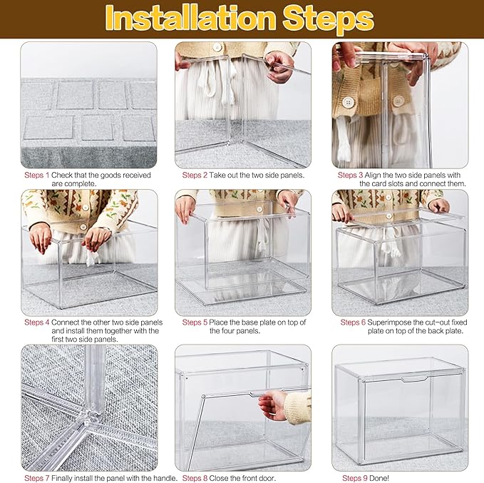 4 Packs Handbag Storage Organizer for Closet, ULENDIS Clear Acrylic Display Case for Purse and Handbag, Stackable Storage Organizer with Magnetic Door for Wallet Book Cosmetic Toys Display