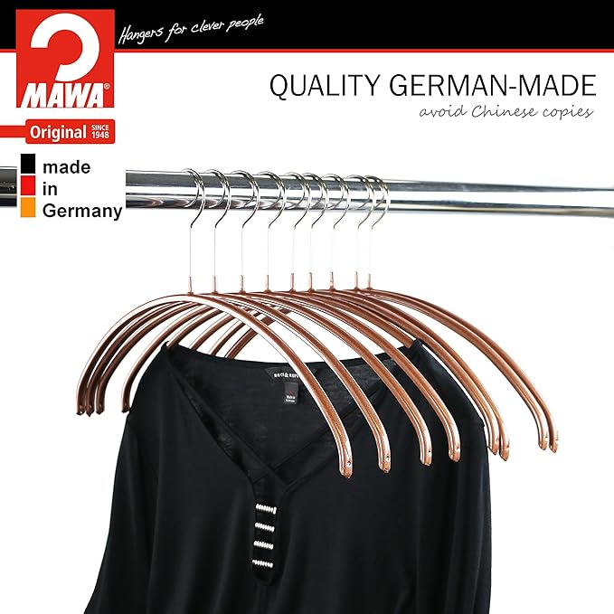 Mawa Narrow Petite Clothing Hangers, Steel Hanger with Non-Slip Coating, for Shirts, Blouses, Dresses, Light Jackets, 360-degree Rotatable Hook, Set of 80, Copper