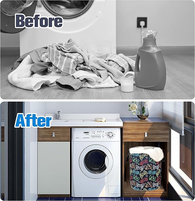 Color Game Machine Laundry Basket Funny Foldable Waterproof Oxford Cloth Tote Bag Laundry Hamper Clothes Storage Bucket Toy Organizer For Bathroom/Laundry Storage/Bedroom Storage Basket 17.7x13.7