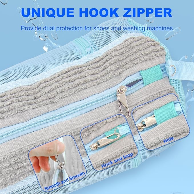 Shoe Washing Machine Bag, Laundry Shoe Bag with Side External Network for Washer and Dryer Reusable Shoe Cleaning Bag for Sneaker Tennis Unstain Cleaner Kit (2pc-gray)