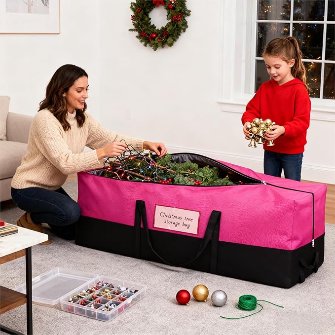 Christmas Tree Storage Bag, Fits Up 10 Ft Tall Artificial Trees, Heavy-Duty 600D Oxford Tree Bag with Reinforced Handles Zipper Clear Pocket, Storage Bags for Moving Items, Clothing, Outdoor, Bedding