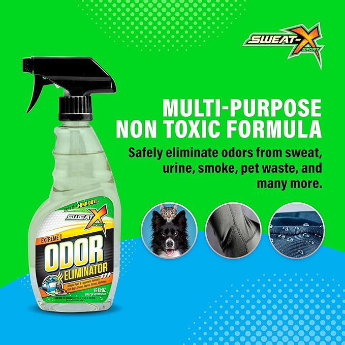 SweatX Extreme Odor Spray - Multipurpose No-Wash Deodorizer - Ideal for Shoes and Gym Clothing - Victory Scent (16 fl oz) - 2 Pack