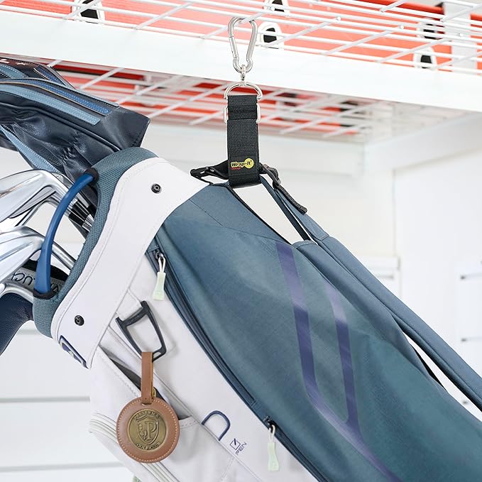 Hook 'n Hang Wrap-It Storage Straps - 12" (2-Pack) Blaze Orange - Carabiner Straps to Use as Extension Cord Holder for Cord Storage or Garden Hose Strap