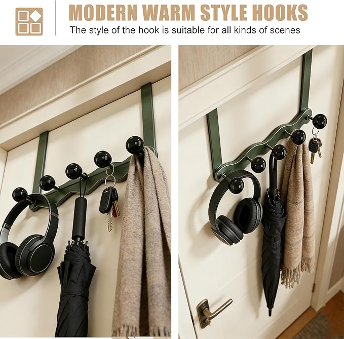 Over Door Coat Rack, Coat Hooks for Door Coat Hanger, Towel Hanger for Bathroom, Door Hanger Hooks, Hooks for Hanging Hat Key Towel Purse Robes Mudroom Entryway