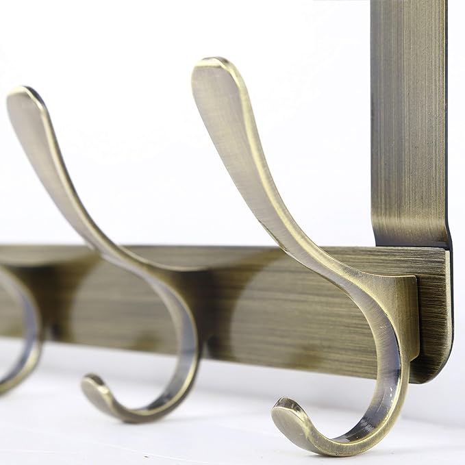 WEBI Over The Door Hook 5 Coat Hooks,Over The Door Towel Rack,Door Hanger Over Door Coat Rack for Hanging Clothes,Towels,Back of Bathroom,Bronze,2 Packs