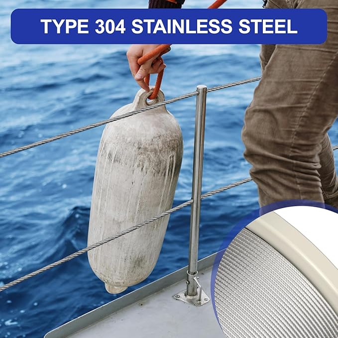 BLIKA 50FT 304 Stainless Steel Cable, Stainless Steel Decking Railing 3/16 inch with 7 x 19 Strand Construction, 3700lbs Breaking Strength Marine Grade for Rail, Deck, Clothesline and DIY Balustrade