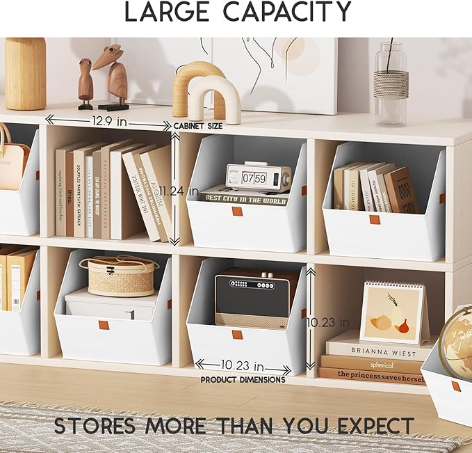 Fabric Closet Storage Cubes - 6 Pack Square Storage Bins with Dual Handles for Clothes, Towels, Toys, Cube Storage Organizers for Bedroom, Nursery, Shelves, Closet, Small Spaces, White