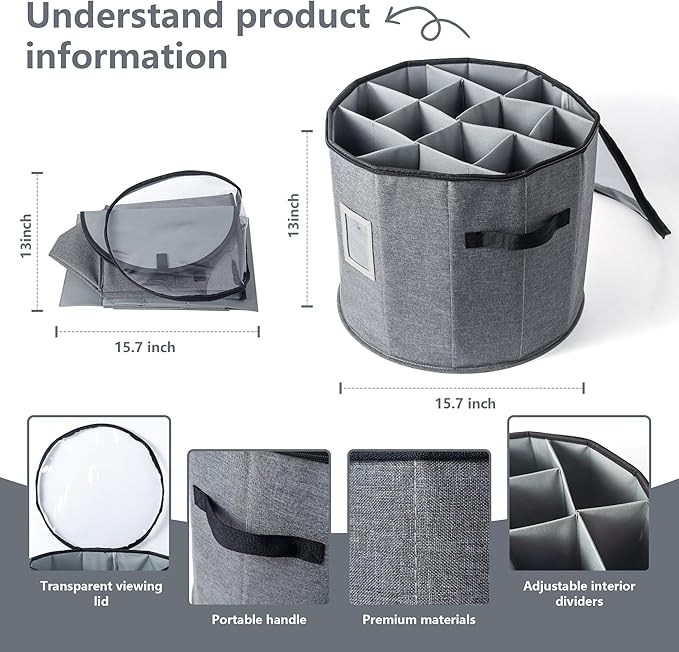 Shoe Organizer for Closet - Cylindrical Shoe Storage with Removable Dividers, Transparent Top Viewing Window, Foldable Design and Adjustable Compartments
