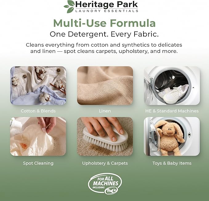 Heritage Park Luxury Laundry Detergent | Dermatologist Tested Plant based Natural & Enzyme Laundry Detergent | Sensitive Skin Friendly - Lavender Mist (4 fl oz Trial Size)