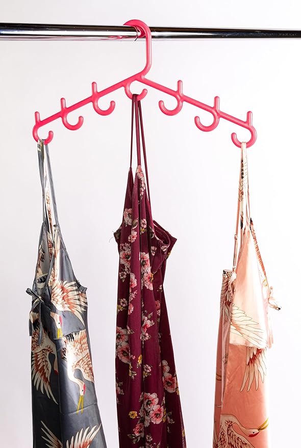 Made in USA Multi-Use Hanger for Bras, Lingerie, Hats & Scarves 5-Pack | Patented Closet Organizer | 7-Hook Space Saver for Underwear, Ties, Belts | No Clips, Lightweight Design