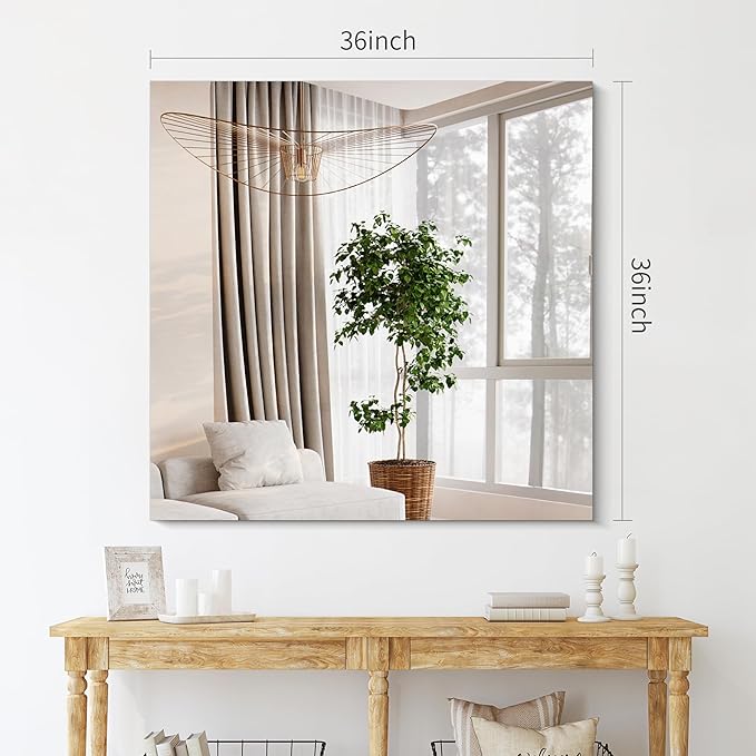 CILIBER Frameless Wall Mirror, 36x36 inch Square Bathroom Mirrors for Wall, Upgraded Shatterproof Vanity Mirror Over Sink with Polished Edge for Bathroom,Bedroom,Living Room and Entryway