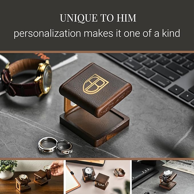 Luxury Acacia Wood Watch Stand & Tray Organizer – Premium Handmade Display for Watches, Rings & Accessories – Modern Minimalist Design, Gift-Ready for Desk or Dresser