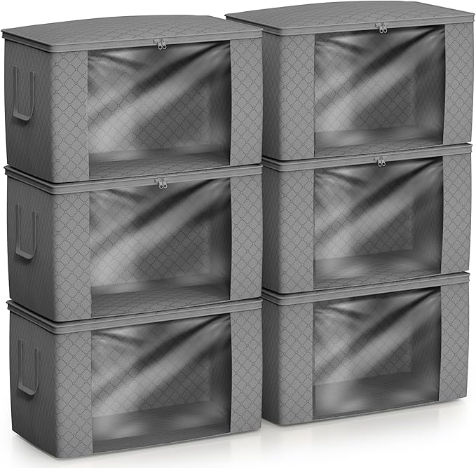 Sorbus Foldable Storage Bag Organizers, Large Clear Window & Carry Handles, Great for Clothes, Blankets, Closets, Bedrooms, and more