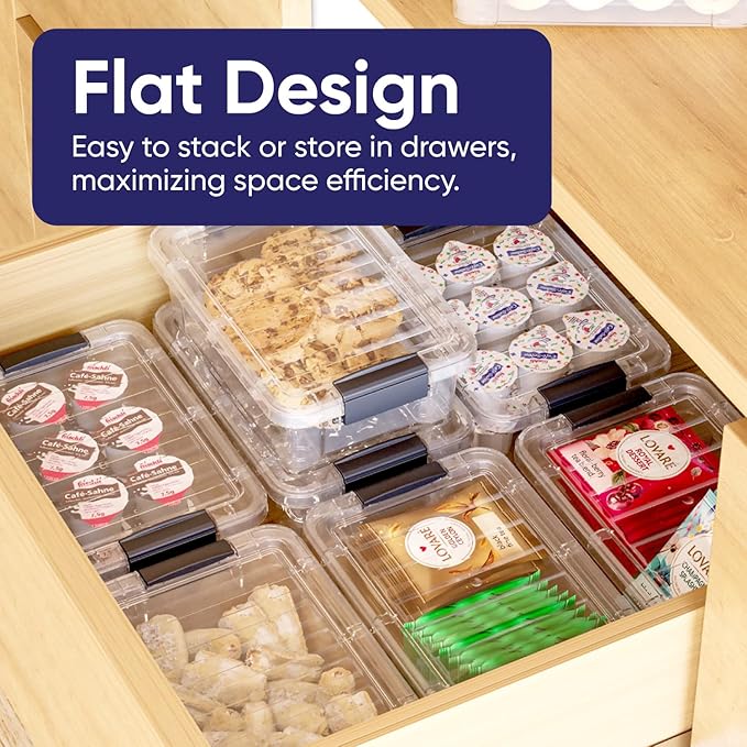 Superio Mini Storage Container Plastic Crayon Box Art Supplies and Sewing Case Stackable Clear Small Organizer for Beads, Stationery, Chalk, and Food, 0.7 Quart, 6 Pack