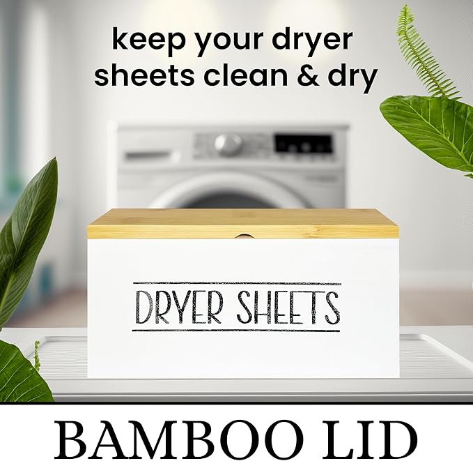 Hinged Lid Dryer Sheet Holder, Wooden Dryer Sheet Container, Dryer Sheet Dispenser Wood, Aesthetic Design Dryer Sheets Holder, Laundry Sheet Holder, Dry Sheets Container, Dryer Sheet, White