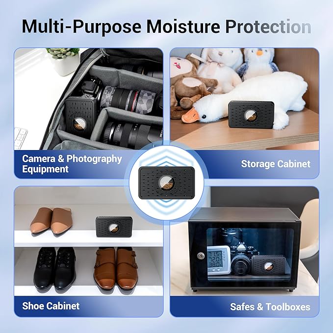 Rechargeable Desiccant Dehumidifier for Storage with USB-C Cable,Reusable Portable Moisture Absorber Dryer Silica Gel Beads for Gun Safe Camera Lens Filter Electronics 3d Printer Filaments Instrument