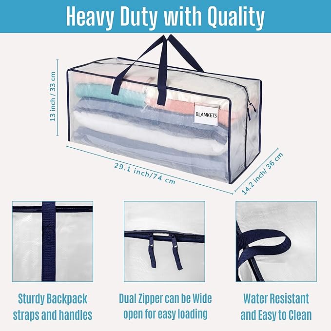 VENO 8 Pack Heavy Duty Moving Bags with Backpack Straps, Zippers & Handles, Extra Large Packing Bags for College Dorm Essentials, Moving Supplies Alternative to Cardboard Moving Boxes