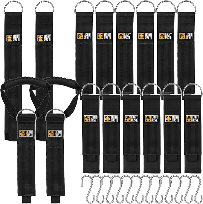 Hanging Extension Cord Holder - 16Pack 13" 22" 35" Handle Wrap Straps with S Hooks Heavy Duty Garage Organizer Tool Hangers - Garden Hose Power Electrical Cable Rope RV Shed Storage and Organization