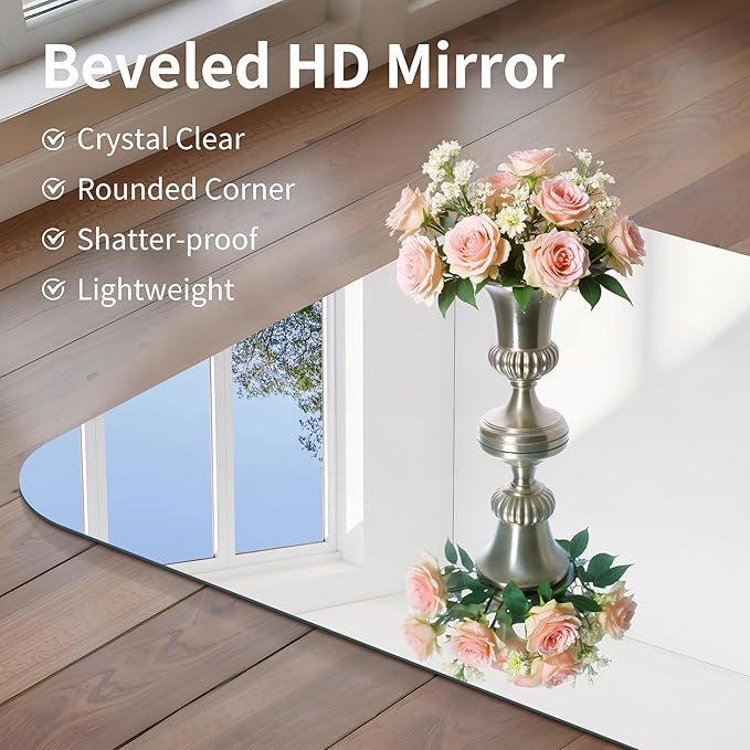 CILIBER Frameless Wall Mirror, 30" x 30" Square Bathroom Mirror Rounded Corner, HD Shatterproof Vanity Mirror with Polished Edge for Over Sink, Bedroom, Entryway, Vertical or Horizontal