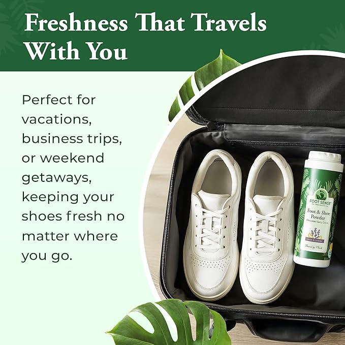 FOOT SENSE All Natural Foot & Shoe Powder, Foot Deodorant, Talc-Free, Odor Eliminator, Disinfects & Deodorizes, Long-Lasting up to 6 Months Safe for Men, Women, Kids, Athletes, 100g (2 Pack)