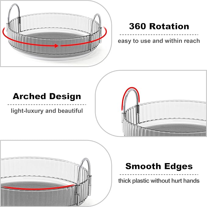 360 Rotating Makeup Organizer for Vanity, Bathroom Countertop Spinning Perfume Organizer, High-Capacity Cosmetic and Skincare Dresser Make Up Holder Rack (2 Tiers, Grey)