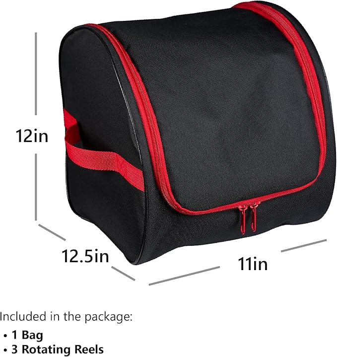 ZOBER Christmas Light Storage Reels - Christmas Light Organizer with 3 Plastic Wheels - 600D Oxford Fabric - Fits 200 Mini Lights per Spool, Lights Storage - Stitched Reinforced Handles - Black