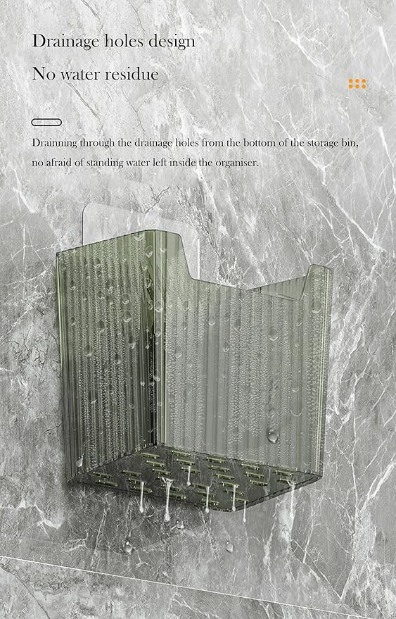 Set Of 2 Storage Organizer Bins Wall Mounted Shower Caddy, Bathroom shelves Stackable Clear Plastic Toothbrush Holder Adhesive Hanging Bin for Bathroom, Kitchen, Cabinet, Shower BPA Free Small (Green)