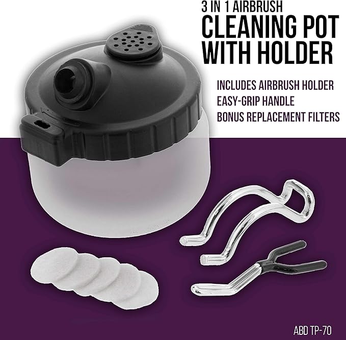Master Airbrush 13 Piece Airbrush Cleaning Kit - Glass Cleaning Pot Jar with Holder, 5 pc Cleaning Needles, 5 pc Cleaning Brushes, 1 Wash Needle, & How to Link Card