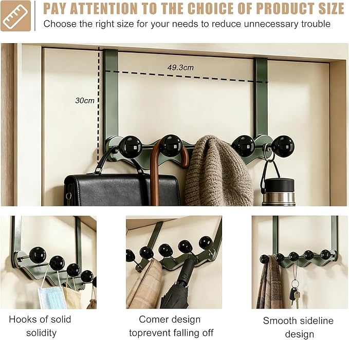 Over Door Coat Rack, Coat Hooks for Door Coat Hanger, Towel Hanger for Bathroom, Door Hanger Hooks, Hooks for Hanging Hat Key Towel Purse Robes Mudroom Entryway