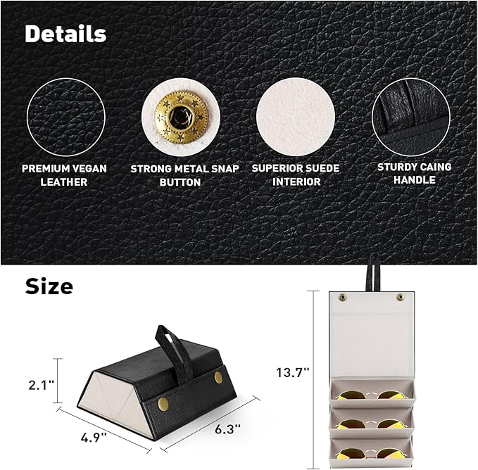 Travel Sunglasses Organizer, Sunglasses Travel Case for Multiple Pairs, Multiple Glasses Travel Case for Women, Men