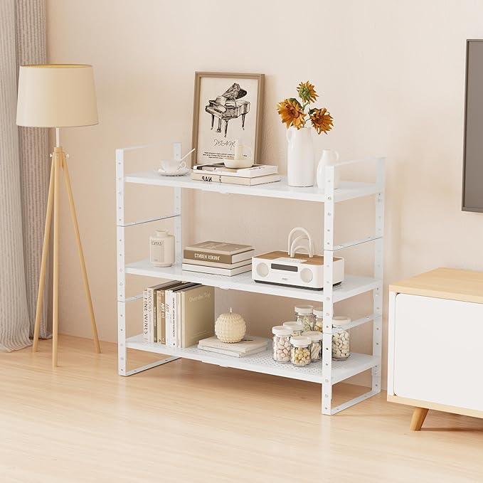 Multi-Functional Metal Shoe Rack, Space-Saving, Perfect for Entryway, Closet, Bathroom, etc. - Sturdy and Durable, High Weight Capacity(3PACKS/White/Medium)