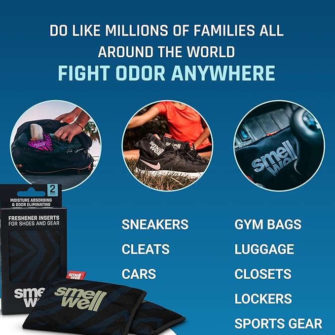 SmellWell - Scented Shoe Deodorizer Inserts - Odor Eliminators - Activated Bamboo Charcoal + Minerals - Natural Fresheners for shoes, bags, gloves - 2 x 1.8oz Original Size Pink Zebra