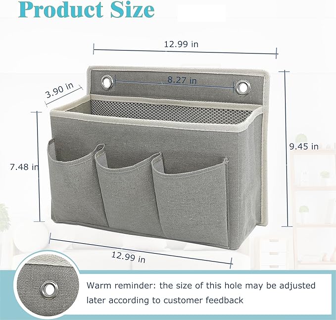 Wall Hanging Organizer Bag/Hanging Baskets with Large Mesh Compartment & 3 Pockets，Over the Door Hanging Organizer Space Saving Storage for Bedroom,RV Camper, Closet (Gray - 1 Pack)