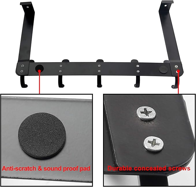 SKOLOO Over The Door Hook, Door Hanger Hooks for Hanging Clothes, Towels, Coats, Hats, Over The Door Towel Hook - Black, Assembly Required
