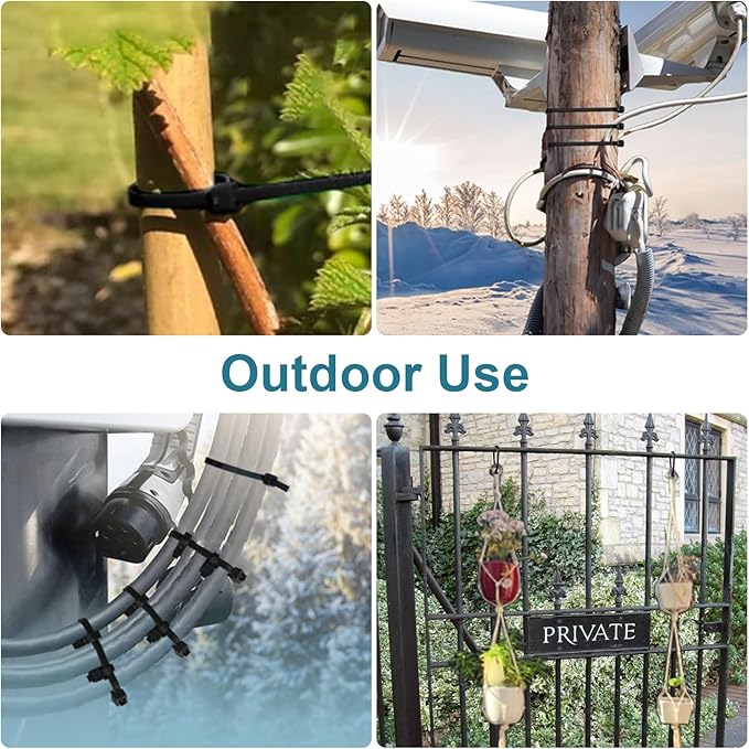 Zip Ties 8 inch (2000 Pack), 40 lb, Black Wire Ties, UV Resistant Cable Ties for Outdoor Use, LOCKLOCK