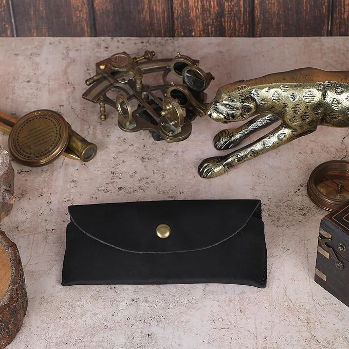 Leather Sunglasses Case Genuine Leather Eyeglass Case Soft Glasses Pouch Reading Glasses Case for Men & Women