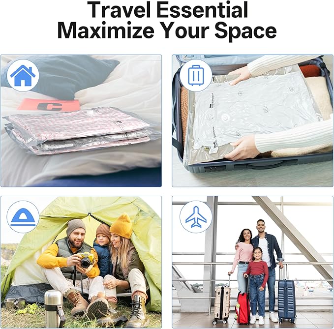 Cordless Rechargeable Pump with Travel Vacuum Bags Set, 18 Pack Space Saver Compression Packing Bags for Luggage Suitcase Backpack