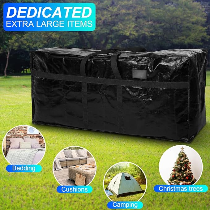 6 Pcs 66 Gallon Extra Large Moving Bags Heavy Duty Storage Bag with Strong Zipper Handle Foldable XXL Jumbo Storage Tote Packing Moving Box for College Dorm Travel Cloth Duffle (Black)