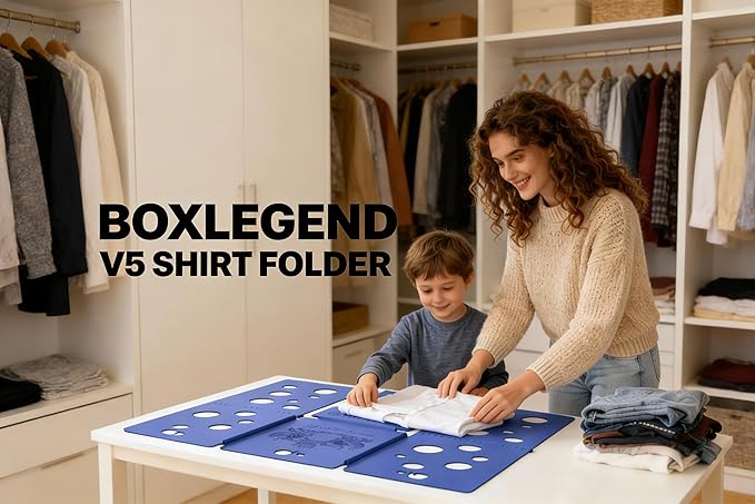 BoxLegend V5 Shirt Folder Clothes Folding Board t Shirt Folder Assemblable Clothes Folder Easy and Fast to fold Clothes Laundry Helper Assistant for Professional Laundry Folder Folding Tool, Blue