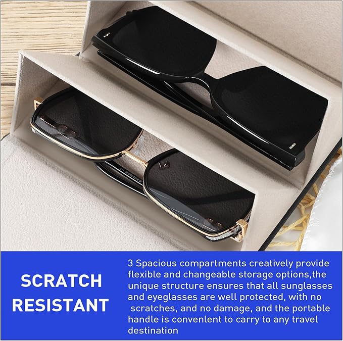 Travel Sunglasses Organizer, Sunglasses Travel Case for Multiple Pairs, Multiple Glasses Travel Case for Women, Men