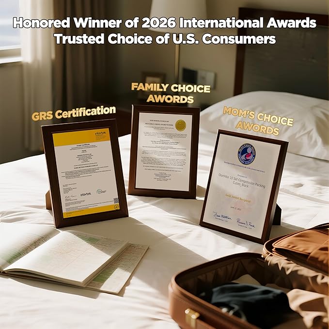 10 Set Compression Packing Cubes for Travel Essentials,Compressible Expandable Packing Cubes for Suitcase,OlarHike Luggage Organizer Bags for Travel,Handy Helper for Organizing Clothes(Wine Red)