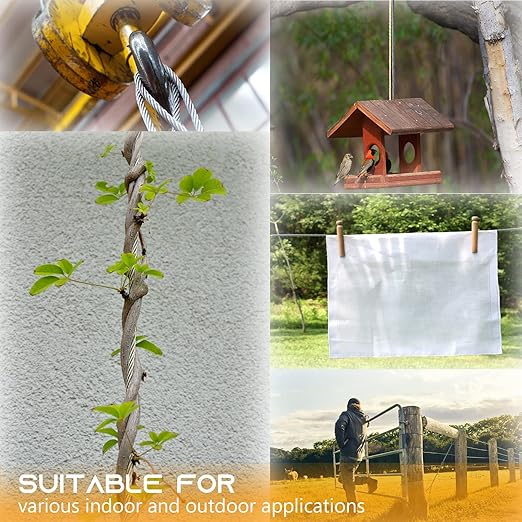 3/16" Stainless Steel Cable 500FT, 7 x 19 Strand Wire Rope Aircraft Cable, 3700lbs Breaking Strength for Deck Cable Railing, Ziplines, Clotheslines, and DIY Balustrades