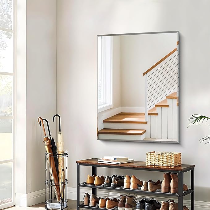 CILIBER Beveled Bathroom Mirror, 30x40 Large Frameless Mirrors for Over Sink, Upgraded Shatterproof Beveled Frameless Vanity Mirror for Bathroom,Bedroom,Living Room and Entryway