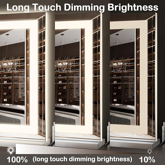 FENNIO 22" x 20" Vanity Mirror with Lights，LED Makeup Mirror，Hollywood Mirror with 3 Color Modes & Adjustable Brightness，Vanity Mirror Square White