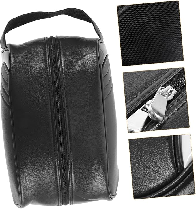 Hemoton Waterproof Golf Shoe Bag 16 Inch Pu Leather Dustproof Small Travel Carry Case Multi-Functional Storage for Men